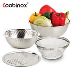 Coobinox® 4-Piece Kitchen Prep Set (CO-1140) - Mixing Bowl, Rice Washer, Mesh Strainer & 4-in-1 Grater